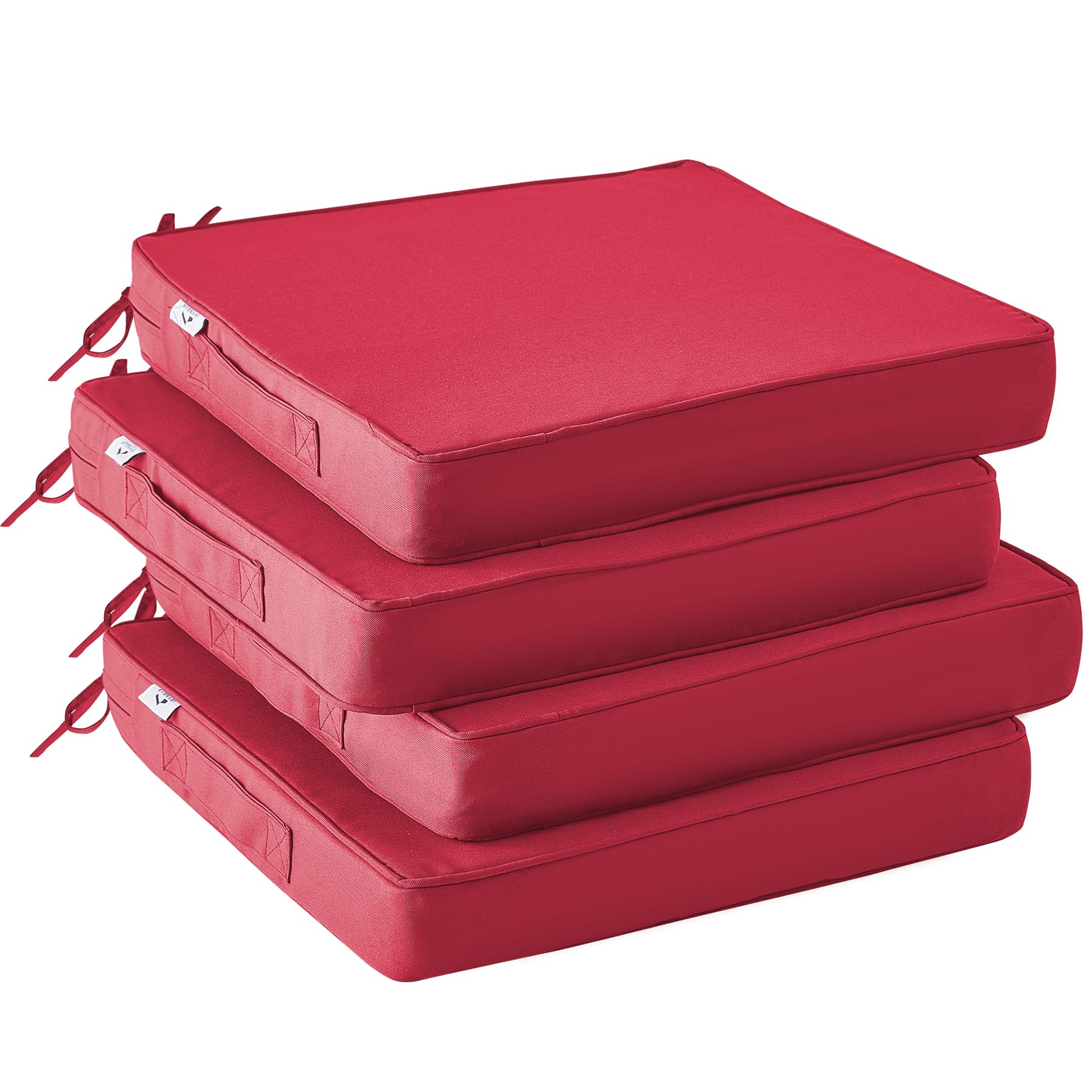 IPYNBAP Outdoor Chair Cushions Set of 4 -Waterproof Outdoor Seat Cushions for Patio Furniture, Patio Chair Cushion with Handle and Ties, Square Out Door Chair Pads,19" x 19" x 3", Navy Blue