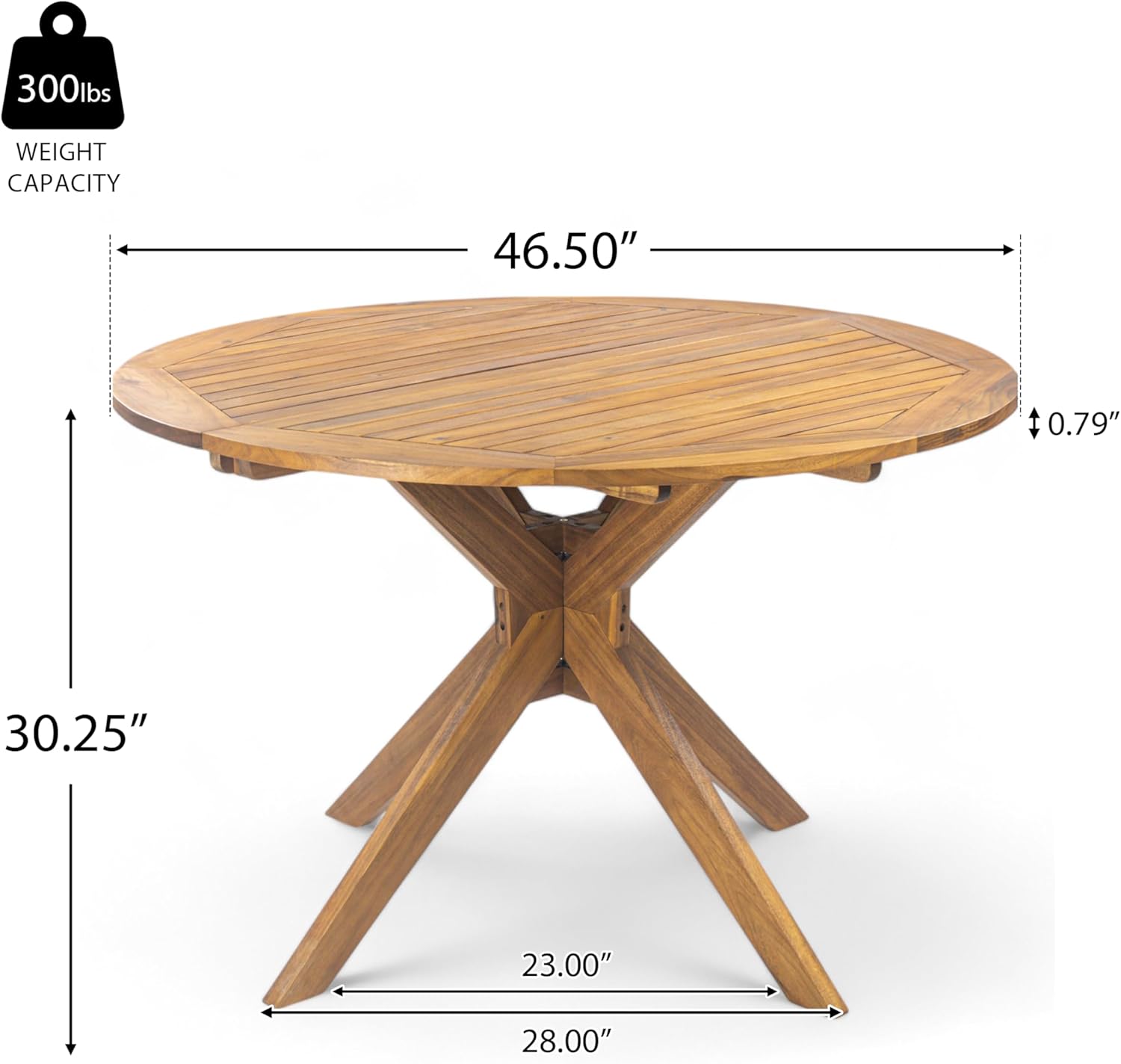 Christopher Knight Home Belas Acacia Wood Patio Dining Set for 4, Solid Wood Outdoor Dining Table Set for 4, Round Dining Table and Chairs Set of 4 with Cushion, Teak+Beige