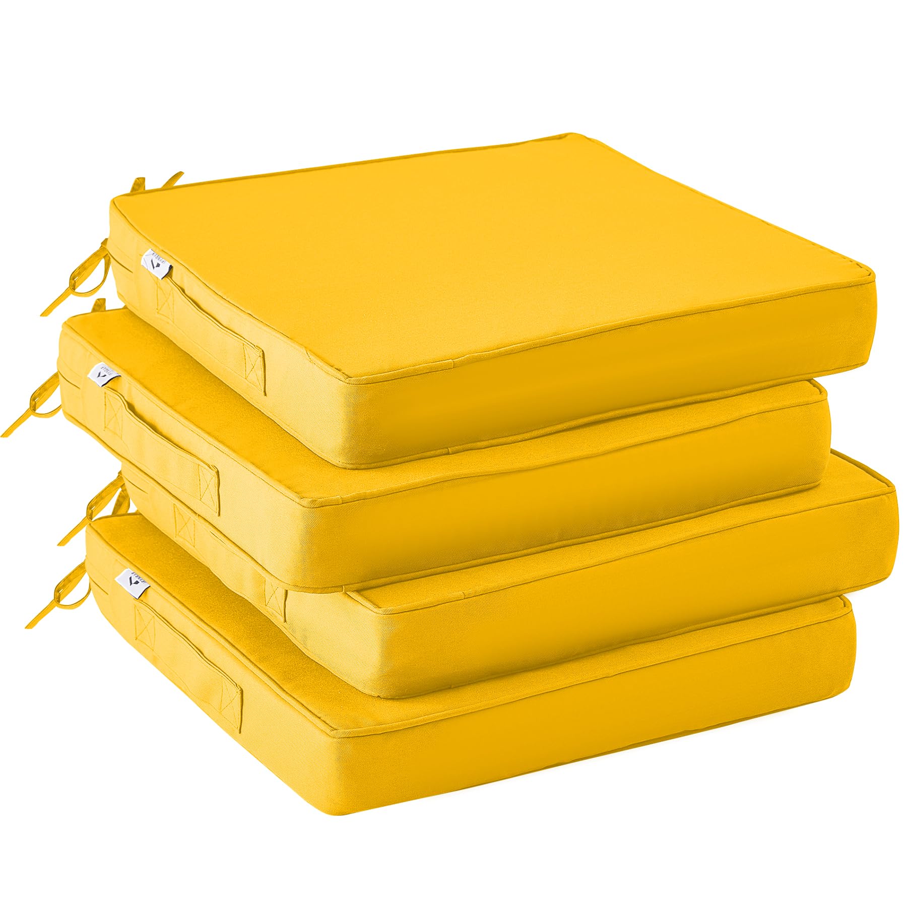 IPYNBAP Outdoor Chair Cushions Set of 4,Waterproof Outdoor Seat Cushions for Patio Furniture,Patio Chair Cushion with Handle and Ties, Out Door Chair Pads,19" x 19" x 3", Black Geometry