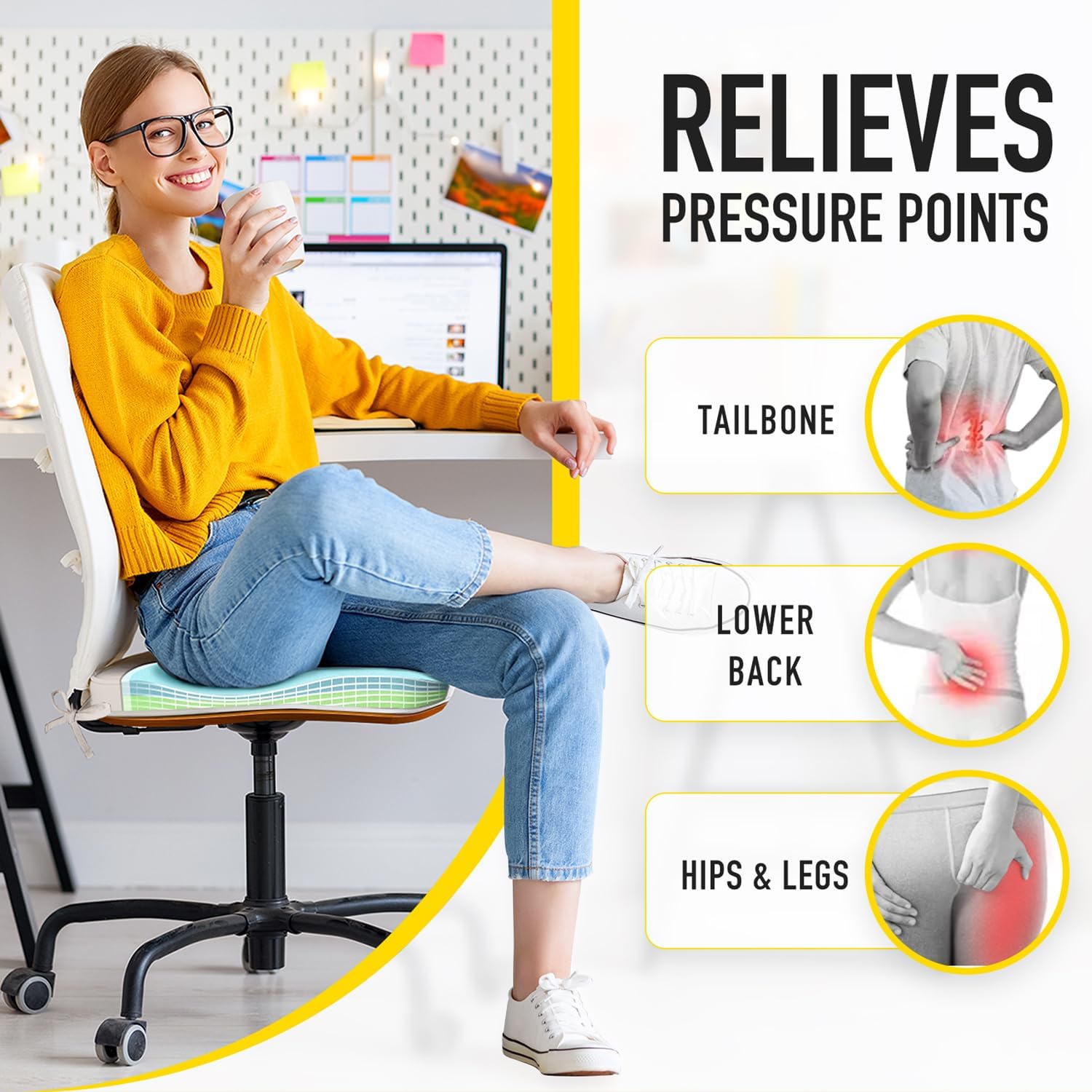 SUNROX Gel Memory Foam Chair Cushions, FadeShield Water-, Stain-Resistant Durable Reversible Seat Cushion Pads with Ties for Indoor/Outdoor Kitchen Dining Office 17"x16" Set of 4, Husk Birch