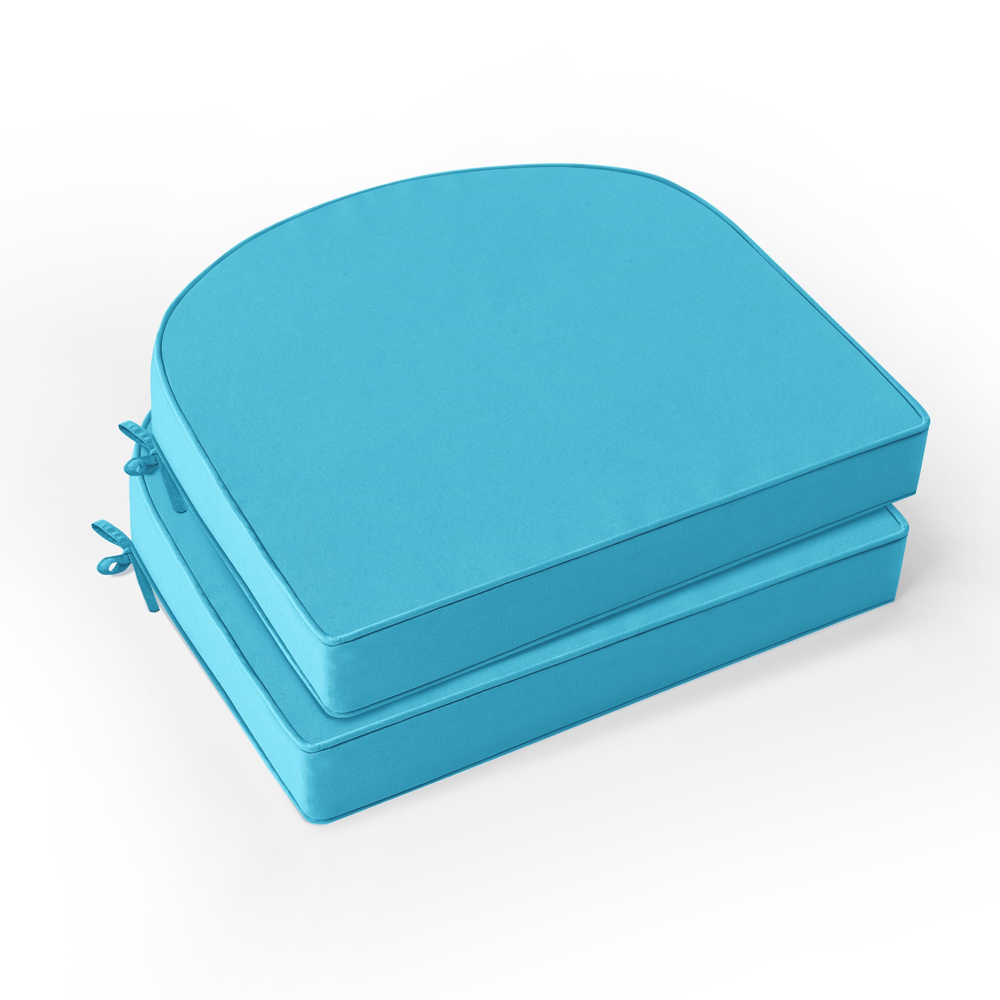 Outdoor Chair Cushions Set of 4: Waterproof & Fade Resistant Patio Furniture Cushions - 17 x 16 x 2 Inch Non Slip Round Corner Seat Cushion Pads with Removable Cover for Garden Yard Lawn, Navy Blue