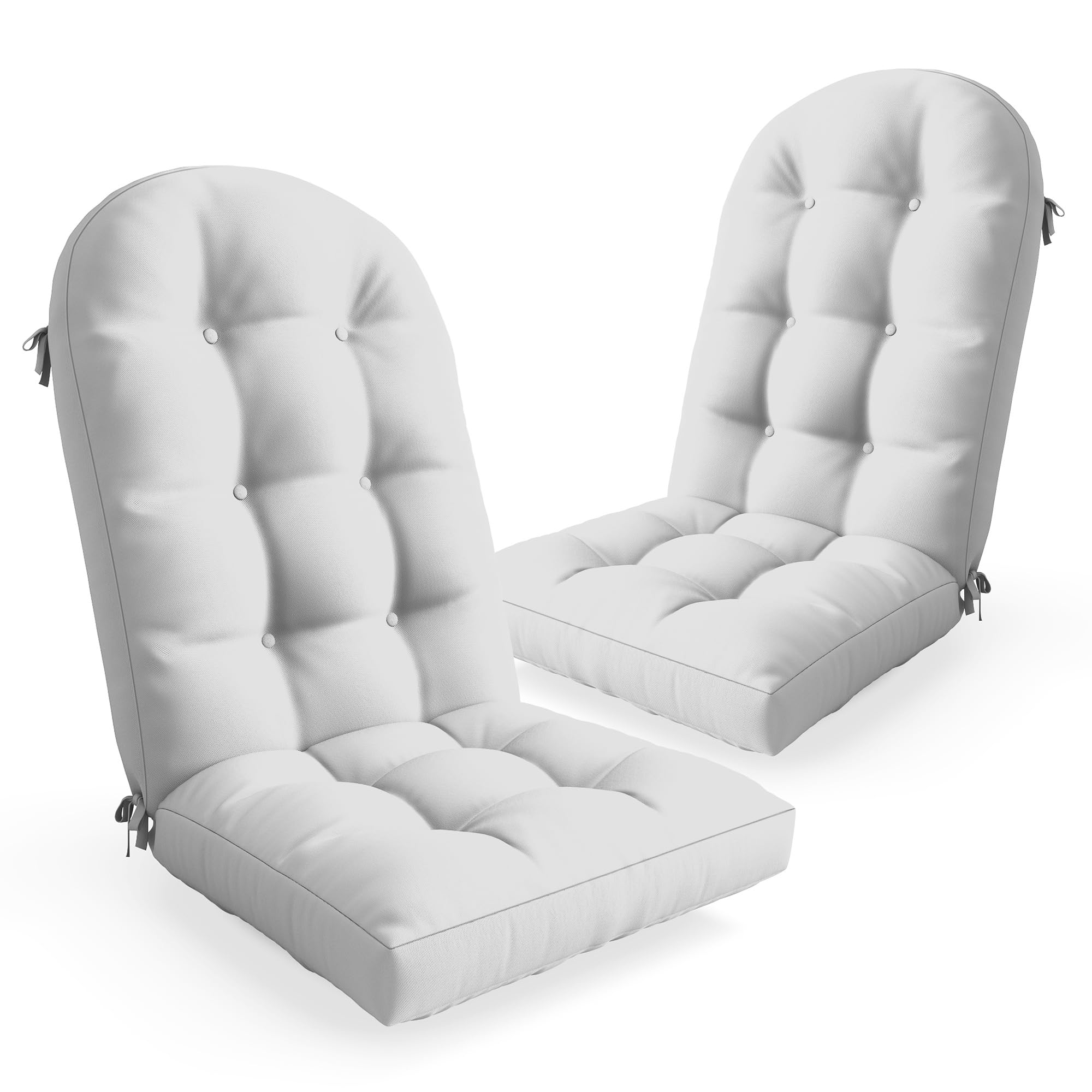 UDPATIO Adirondack Chair Cushion with Ties - Fade-Resistant Waterproof Outdoor Recliner High Back Seat Pads for Rocking Chairs, Patio, Deck, Porch, Lawn (Upper & Lower Back Support),Light Beige,1 PC