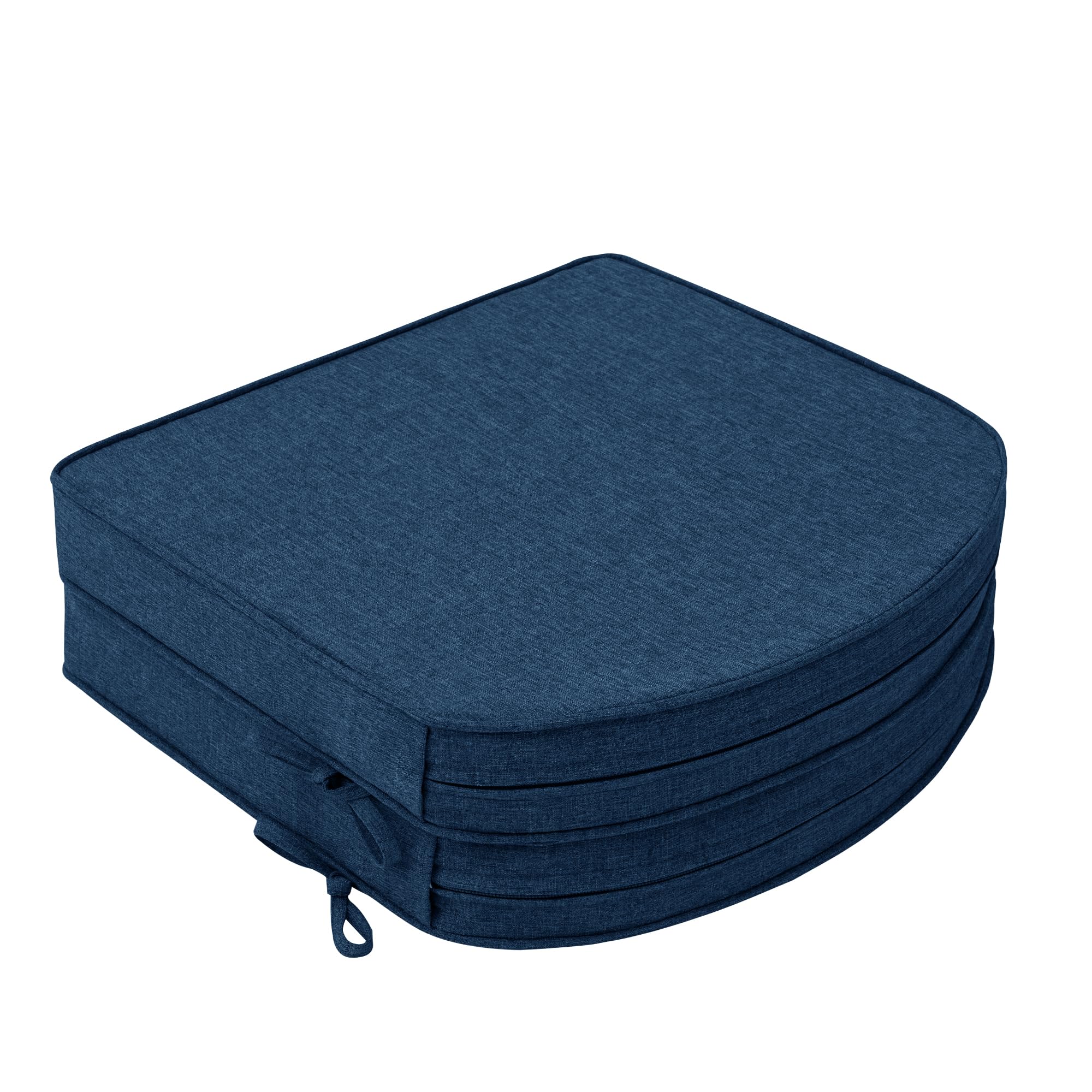 Outdoor Chair Cushions, Fade-Resistant & Water-Resistant, D Shaped Patio Furniture Seat Chair Pads Replacement with Ties, Non-Slip Bottom, Removable Cover, Set of 4, 17 x 16 Inch, Natural