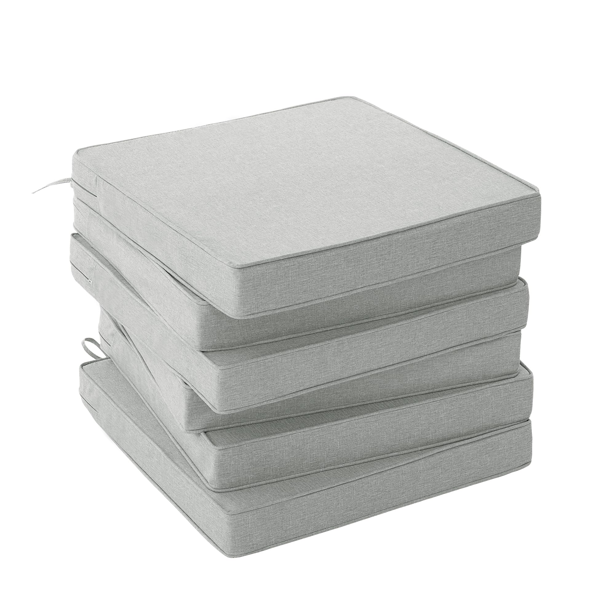 Outdoor Chair Cushions, Water-Resistant & Fade-Resistant, Patio Furniture Square Seat Replacement Chair Pads with Ties, Removable Cover, Non-Slip Bottom, Set of 4, 19 x 19 Inch, Natural