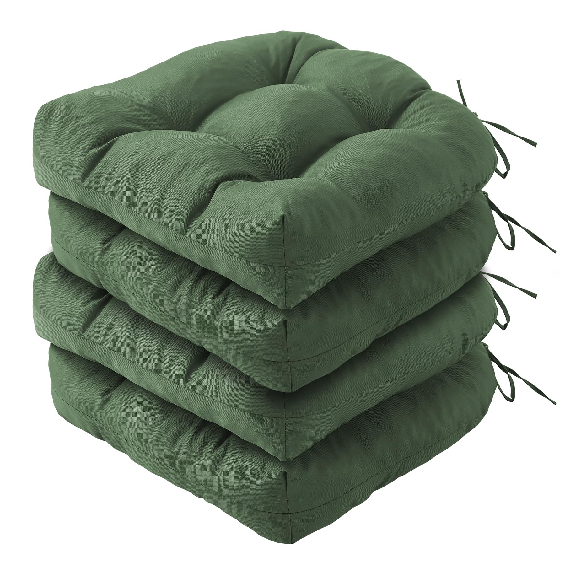 IPYNBAP Outdoor Chair Cushions Set of 2, Patio Chair Cushions with Ties,19x19+5” Tufted Outdoor Seat Cushions, Waterproof Patio Furniture Cushions, Outdoor Dining Chair Pads, Dark Grey