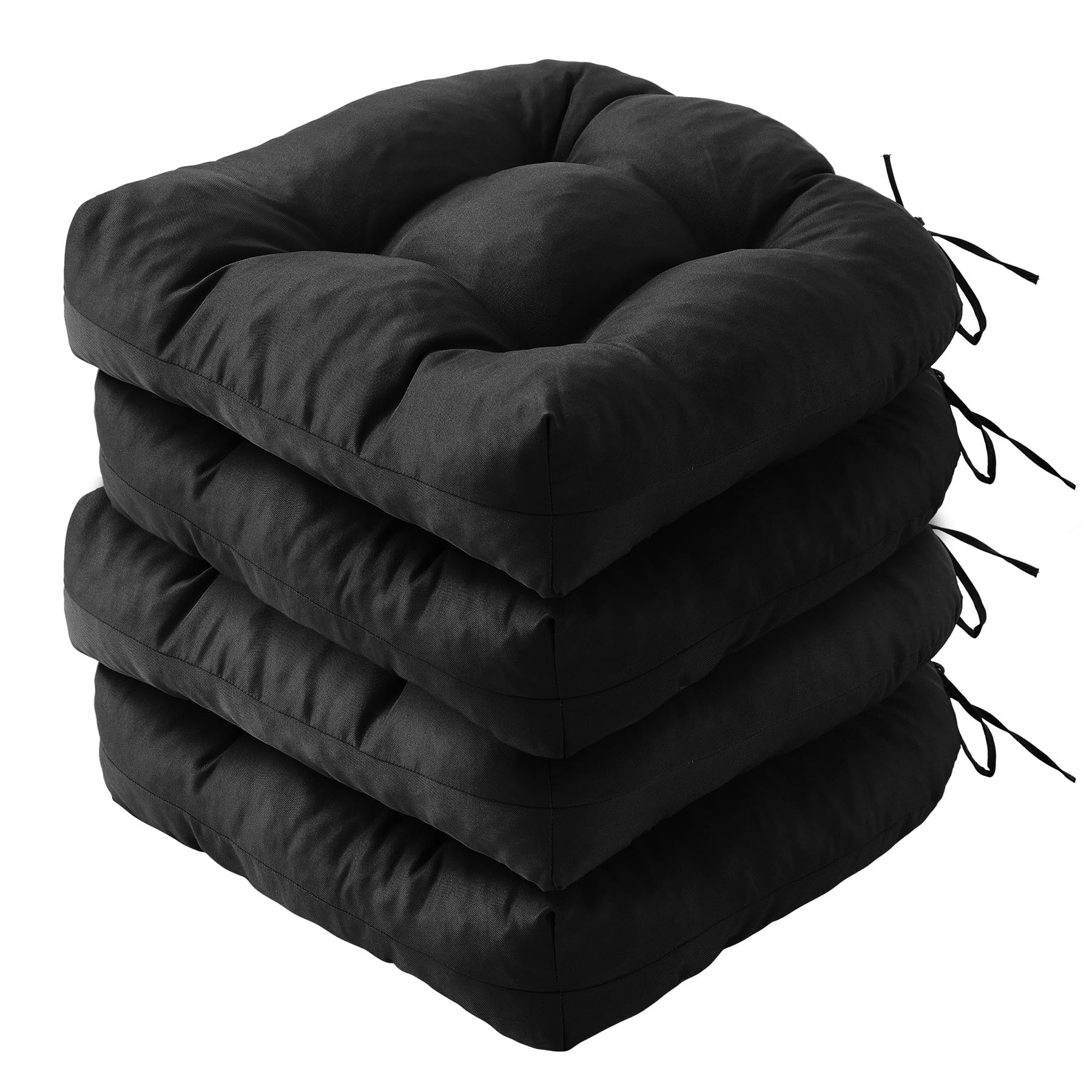 IPYNBAP Outdoor Chair Cushions Set of 2, Patio Chair Cushions with Ties,19x19+5” Tufted Outdoor Seat Cushions, Waterproof Patio Furniture Cushions, Outdoor Dining Chair Pads, Dark Grey