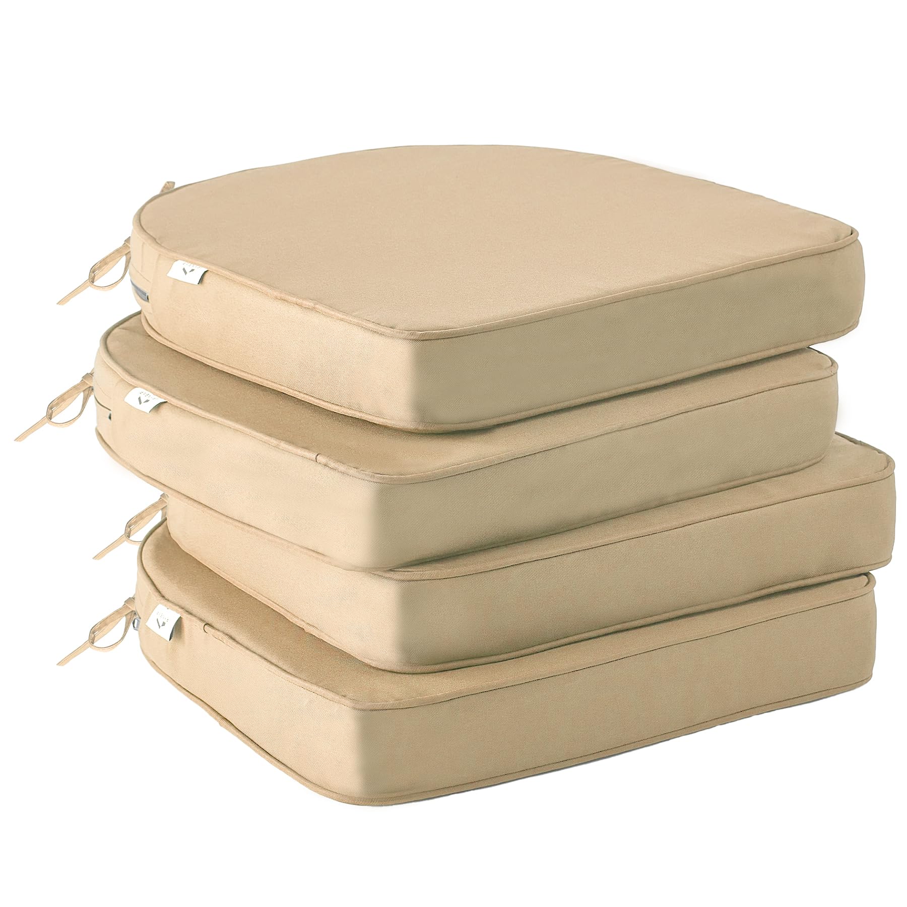 IPYNBAP Outdoor Chair Cushions Set of 4 -Waterproof Outdoor Seat Cushions for Patio Furniture, Patio Chair Cushion with Handle and Ties, Square Out Door Chair Pads,19" x 19" x 3", Grey