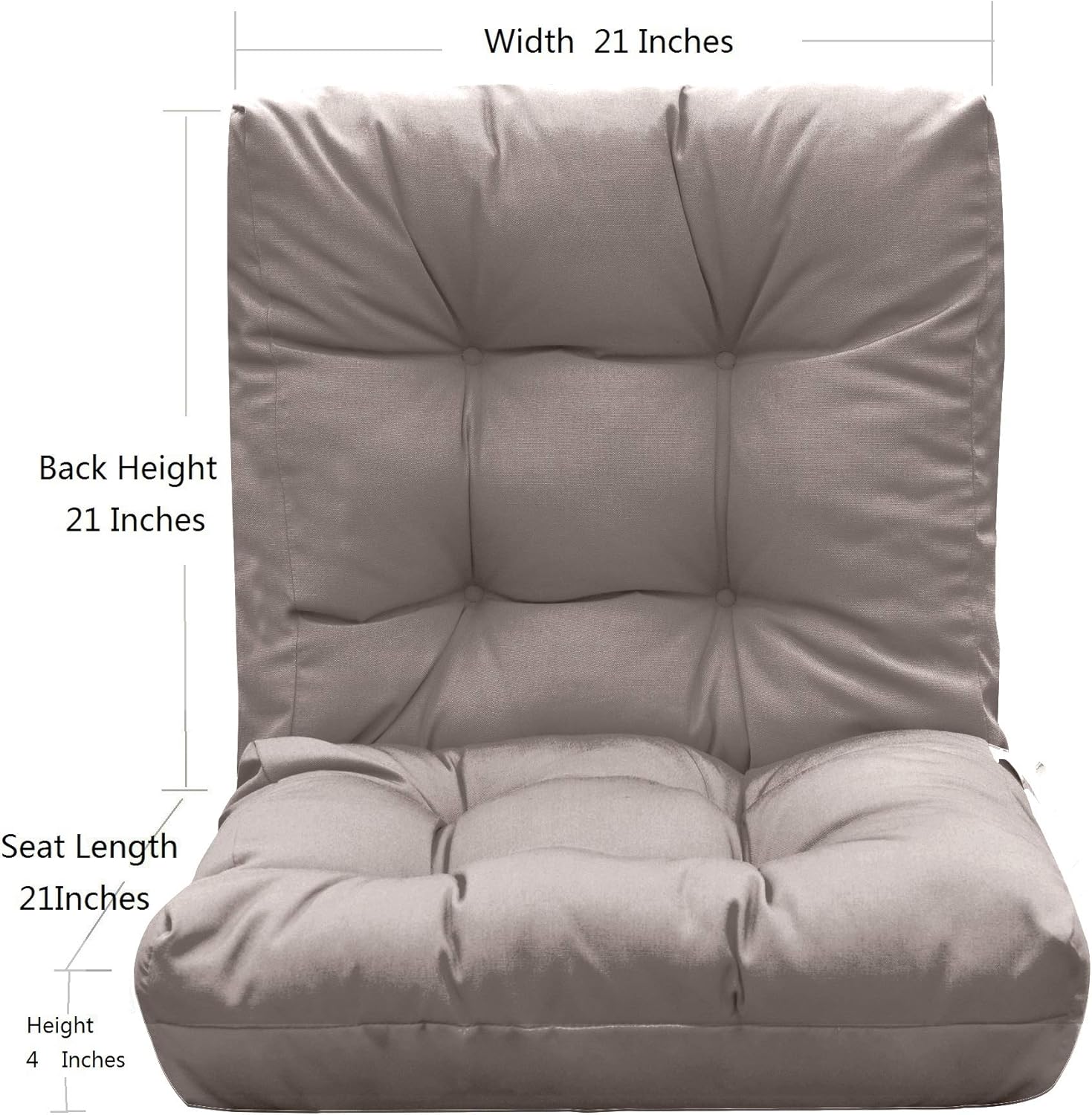 QILLOWAY Outdoor Chair Cushion for Patio Furniture, Waterproof Patio Cushions Set of 4 with Ties, Fade Resistant Replacement Pads for Outdoor Rocking Chairs,Tan,Grey