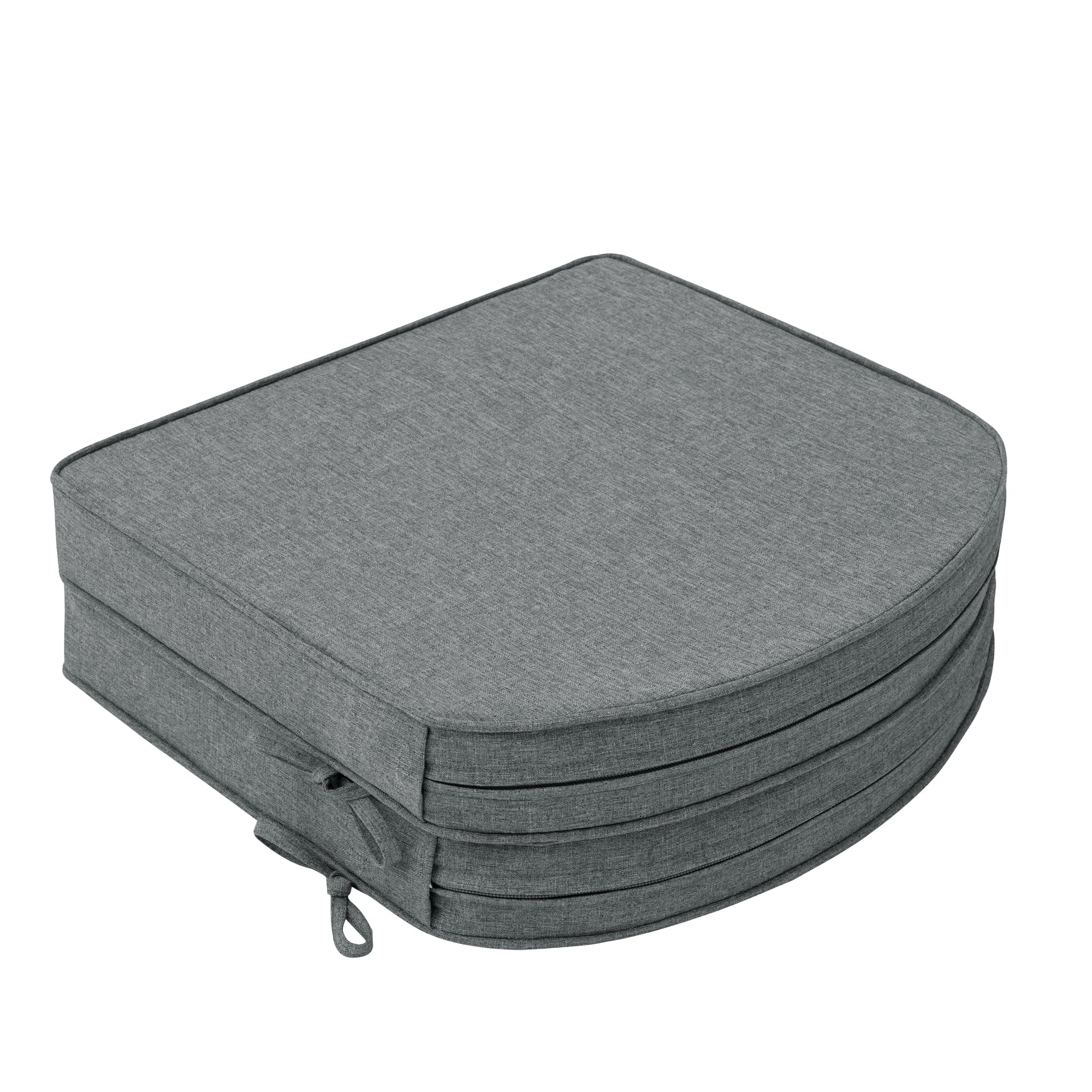 Outdoor Chair Cushions, Fade-Resistant & Water-Resistant, D Shaped Patio Furniture Seat Chair Pads Replacement with Ties, Non-Slip Bottom, Removable Cover, Set of 4, 17 x 16 Inch, Natural