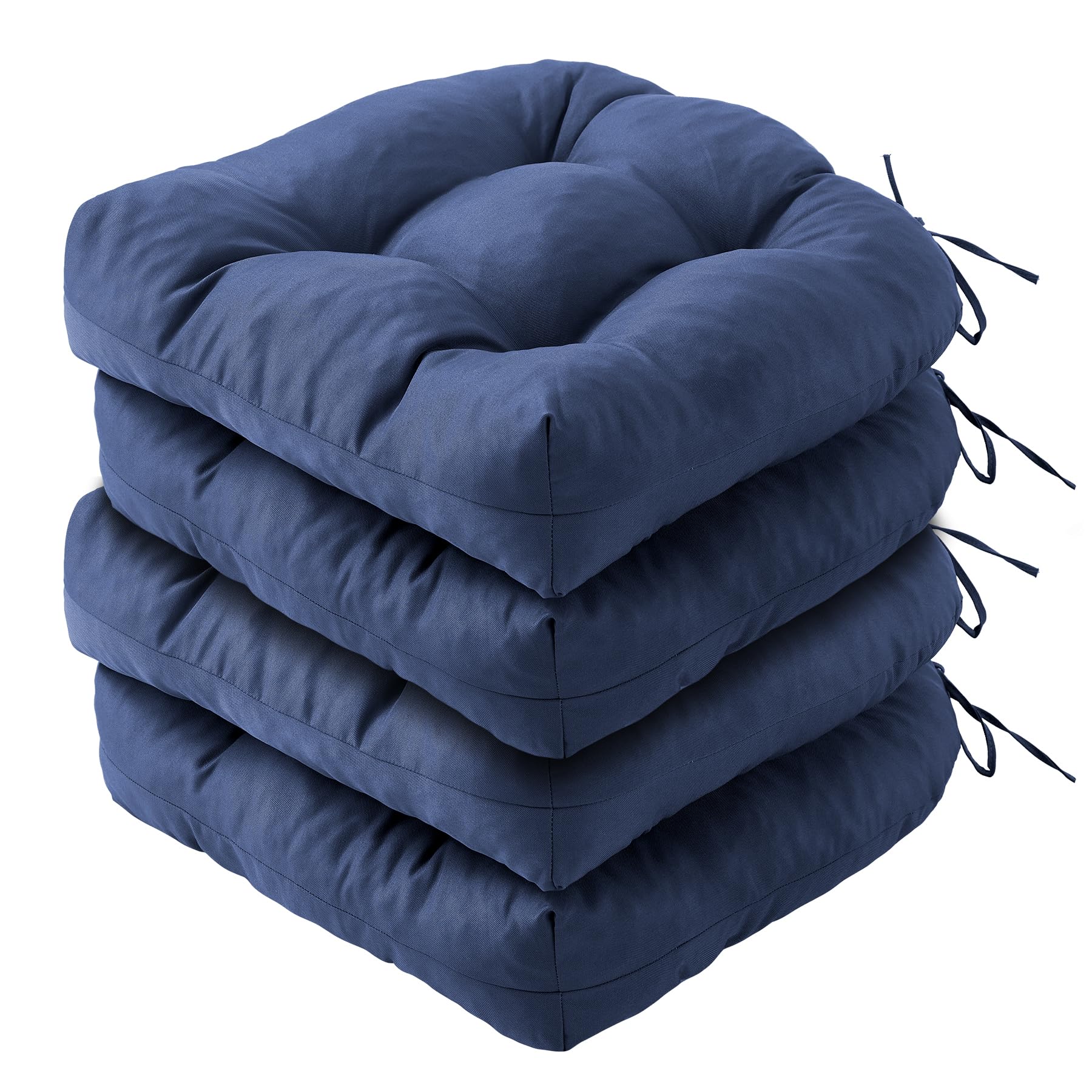 IPYNBAP Outdoor Chair Cushions Set of 2, Patio Chair Cushions with Ties,19x19+5” Tufted Outdoor Seat Cushions, Waterproof Patio Furniture Cushions, Outdoor Dining Chair Pads, Dark Grey