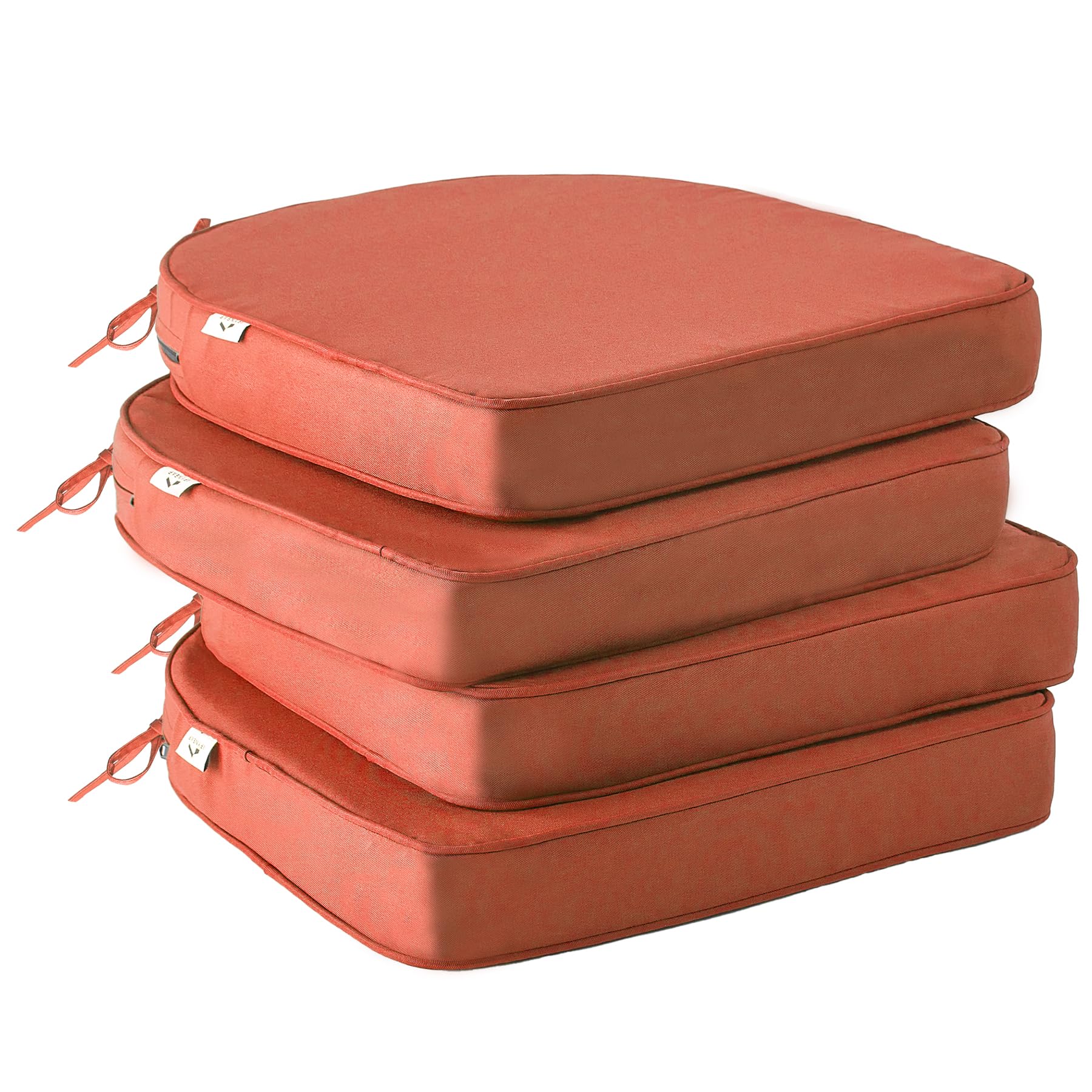 IPYNBAP Outdoor Chair Cushions Set of 4 -Waterproof Outdoor Seat Cushions for Patio Furniture, Patio Chair Cushion with Handle and Ties, Square Out Door Chair Pads,19" x 19" x 3", Grey