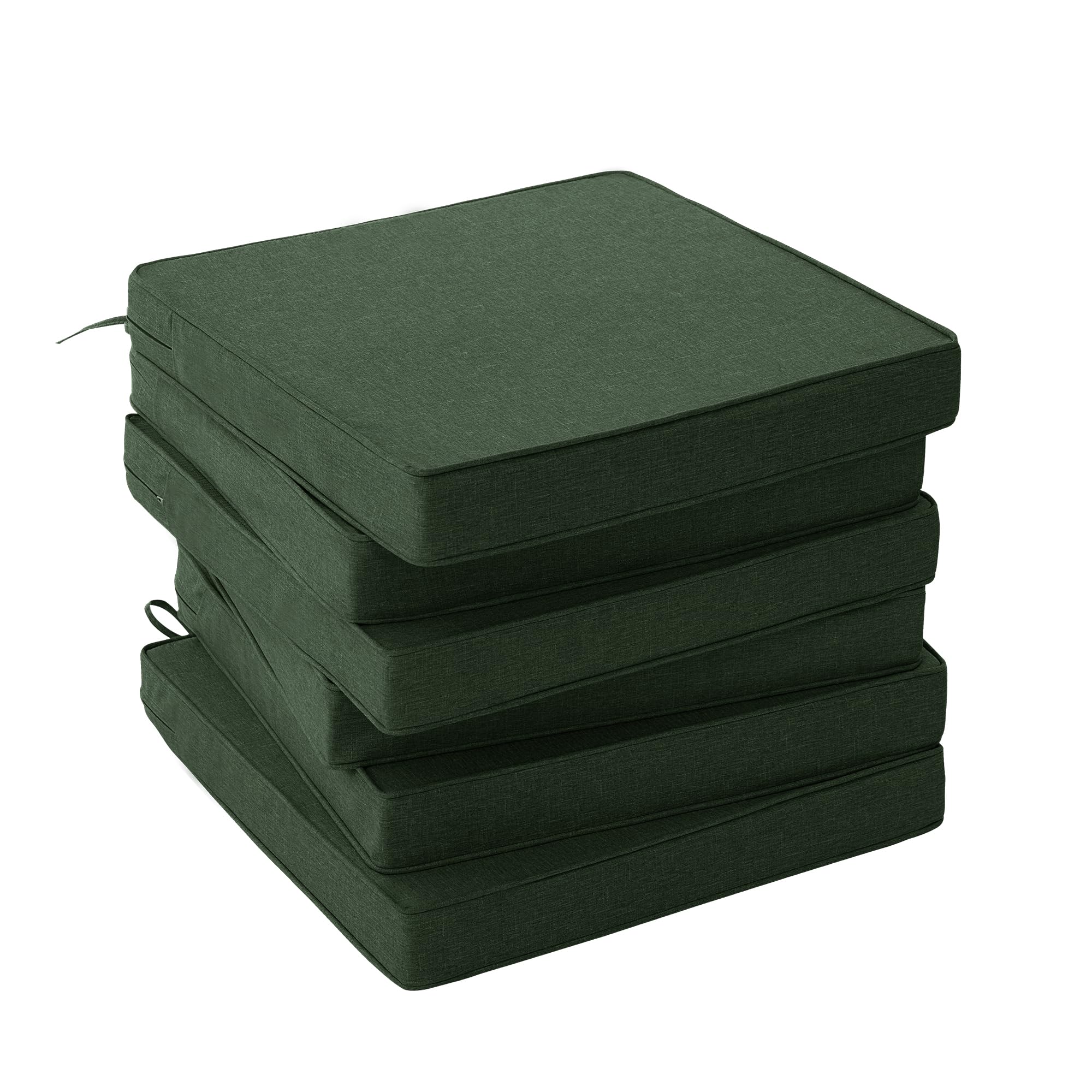 Outdoor Chair Cushions, Water-Resistant & Fade-Resistant, Patio Furniture Square Seat Replacement Chair Pads with Ties, Removable Cover, Non-Slip Bottom, Set of 4, 19 x 19 Inch, Natural