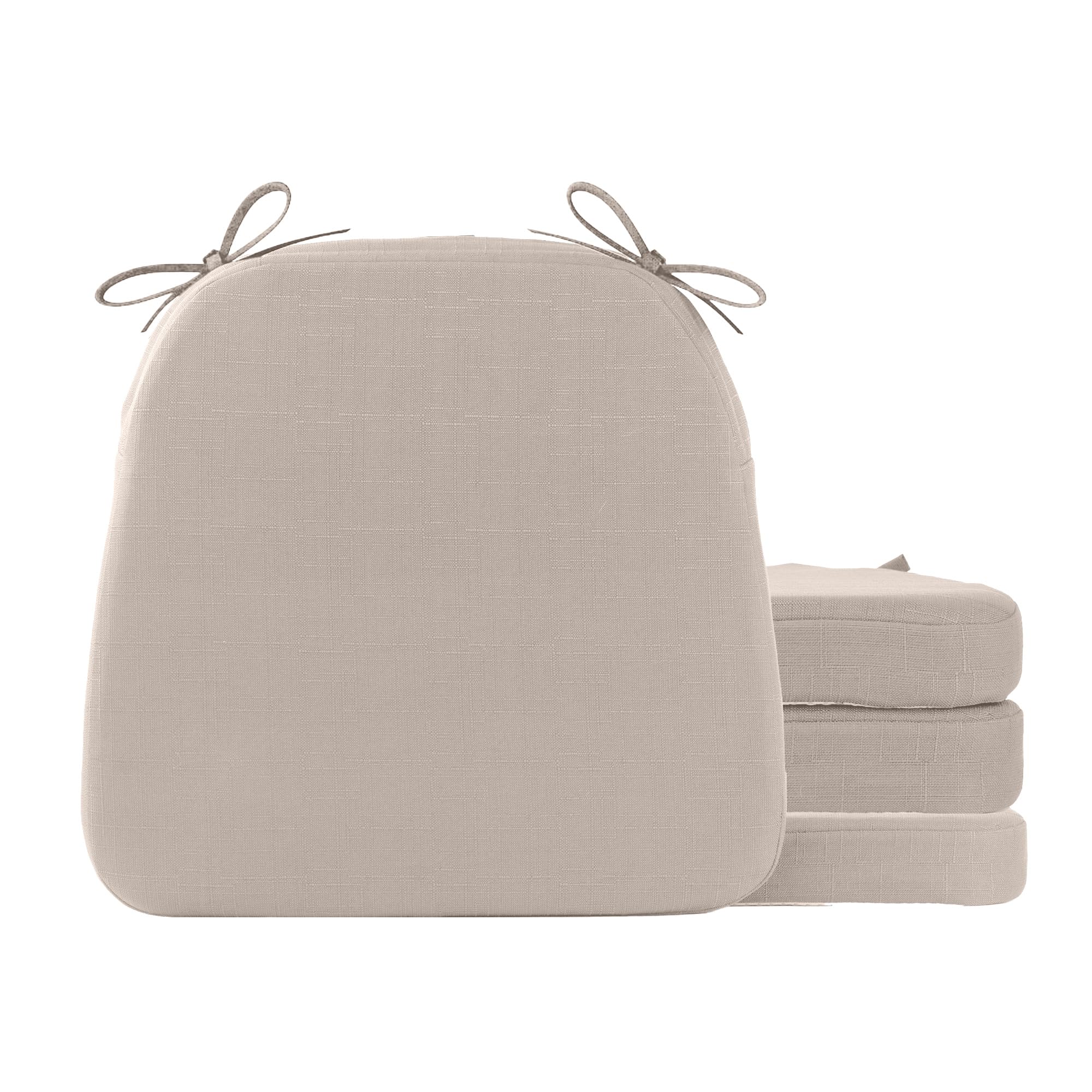 Battilo Chair Cushions for Dining Chairs with Ties, Outdoor Waterproof Kitchen Chair Pad with Non-Slip Backing, Seat Cushions with Machine Washable Removable Cover, 16"x16"x2", Set of 2, Caramel