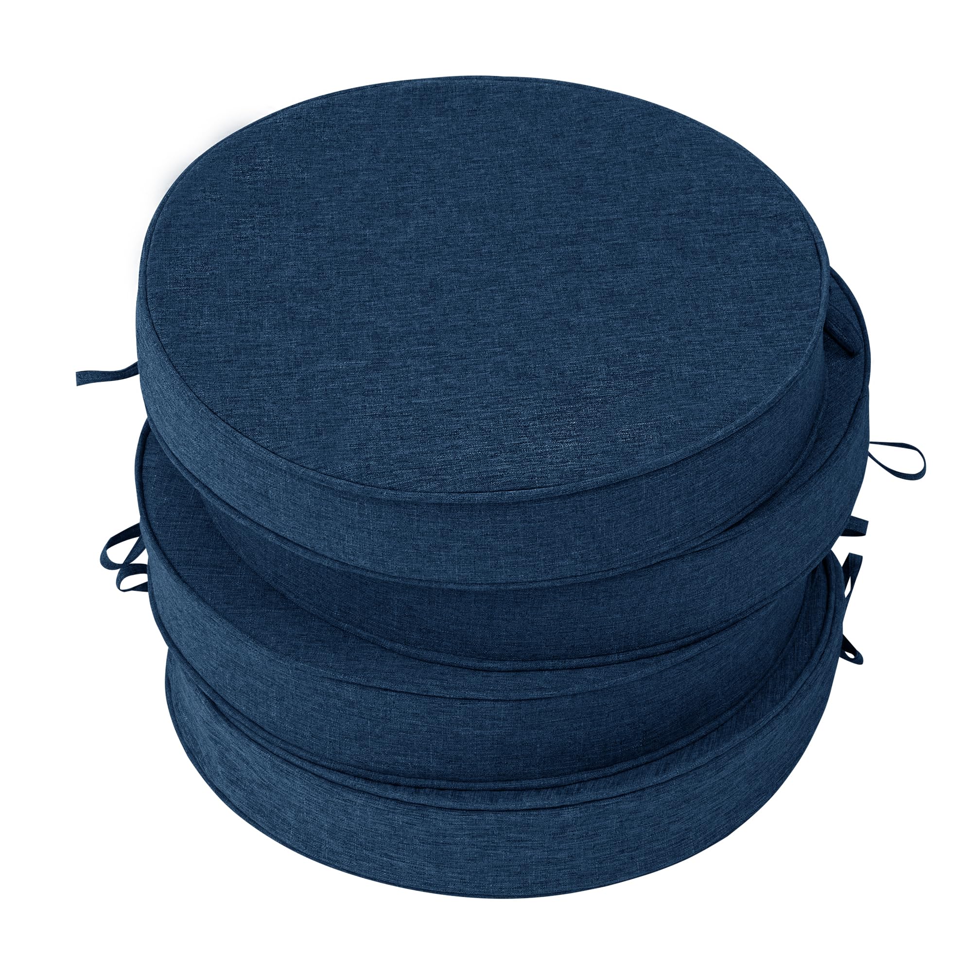 Outdoor Chair Cushions, Fade-Resistant & Water-Resistant, D Shaped Patio Furniture Seat Chair Pads Replacement with Ties, Non-Slip Bottom, Removable Cover, Set of 4, 17 x 16 Inch, Natural