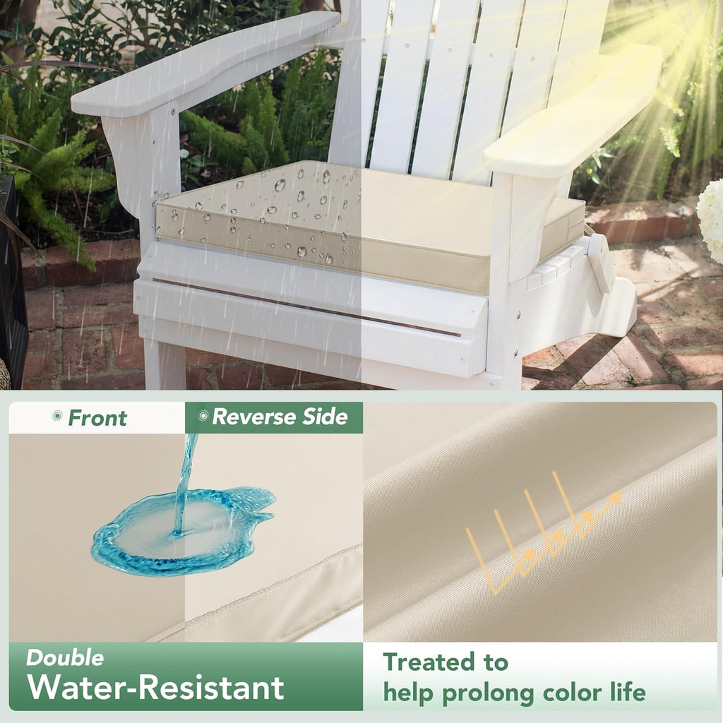 Outdoor Chair Cushions Set of 6: Waterproof & Fade Resistant Seat Cushion for Patio Furniture - 18.5 x 16 x 2 Inch Chair Pads with Ties and Hidden Zipper - Patio Chair Cushion Replacement, Beige