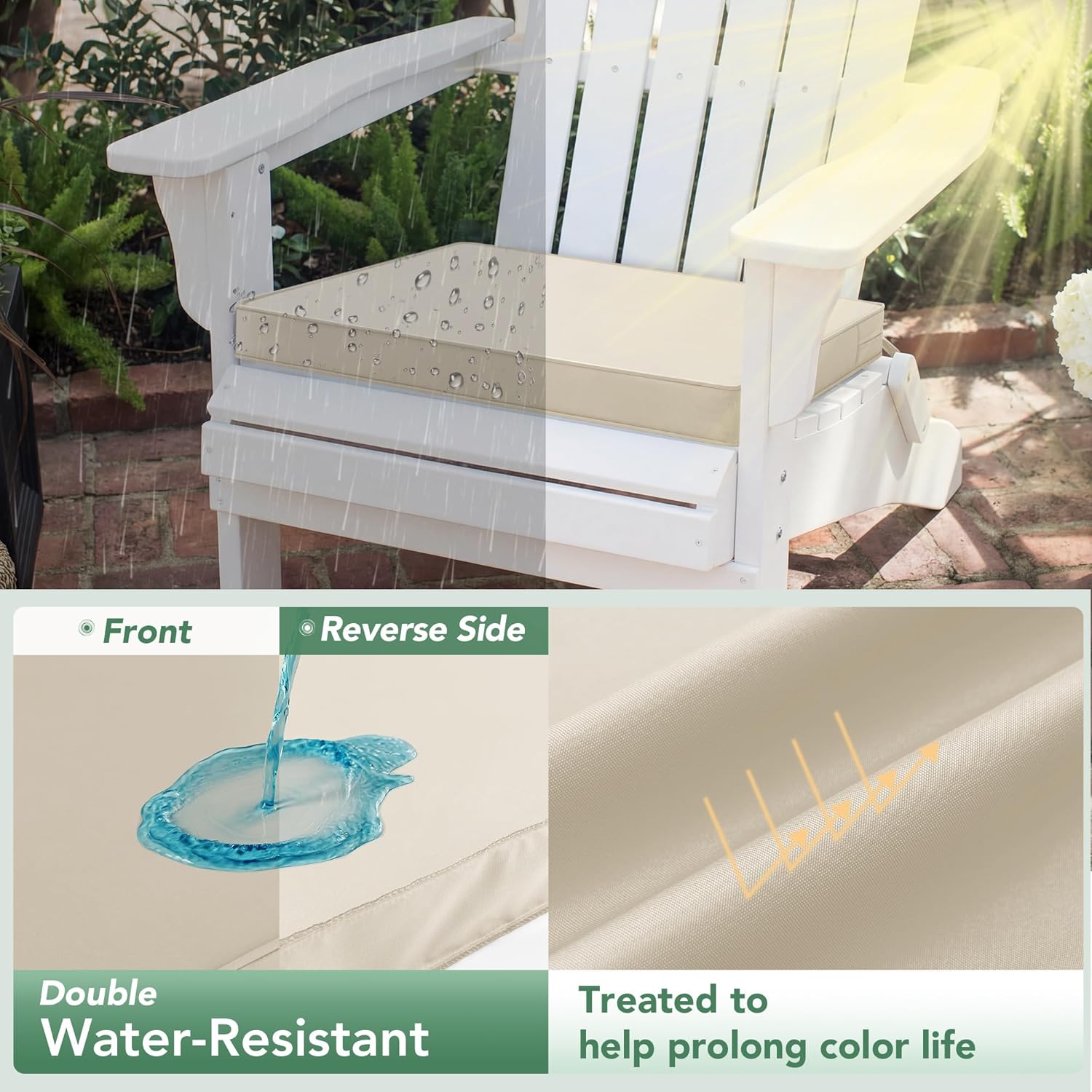 Outdoor Chair Cushions Set of 6: Waterproof & Fade Resistant Seat Cushion for Patio Furniture - 18.5 x 16 x 2 Inch Chair Pads with Ties and Hidden Zipper - Patio Chair Cushion Replacement, Beige