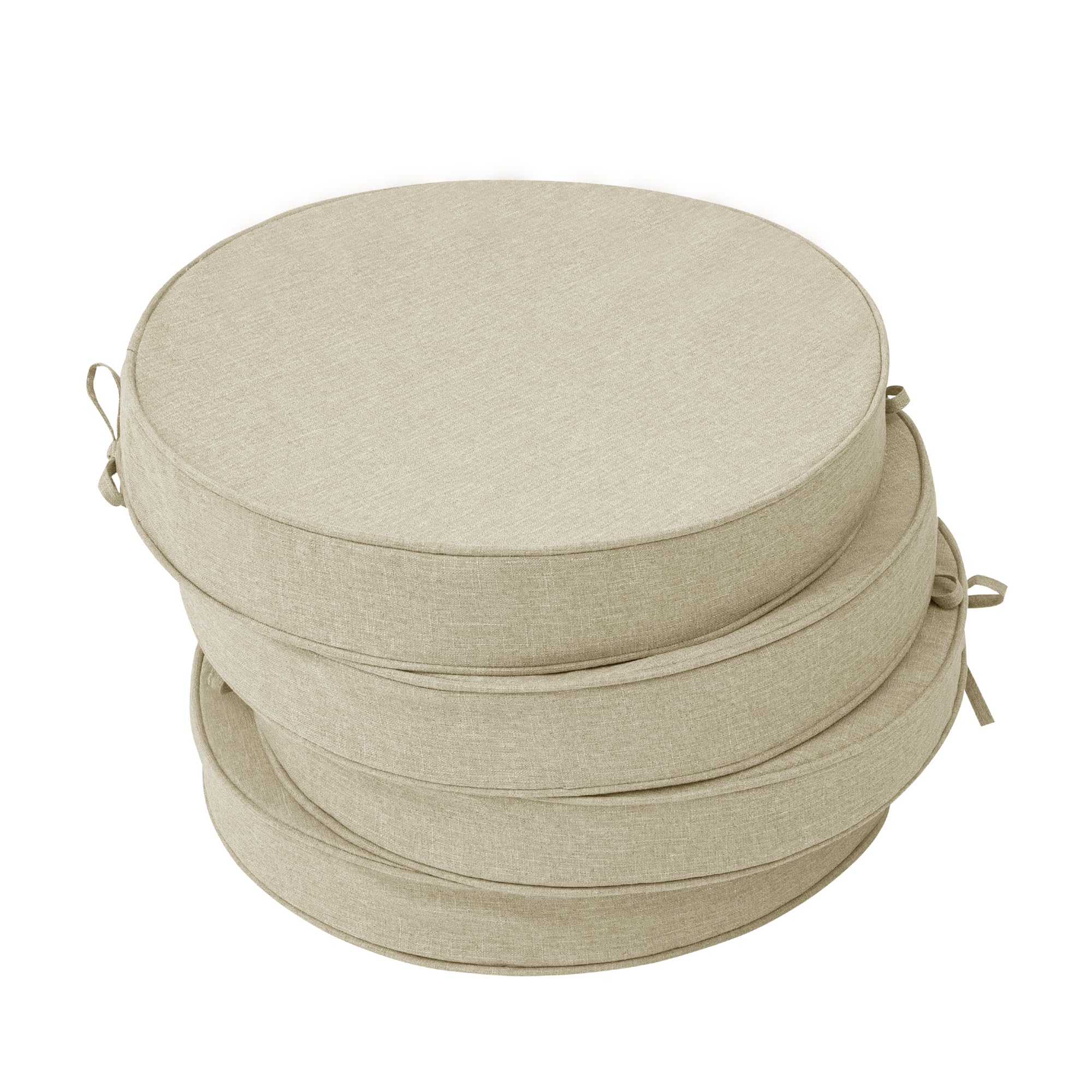 Outdoor Chair Cushions, Fade-Resistant & Water-Resistant, D Shaped Patio Furniture Seat Chair Pads Replacement with Ties, Non-Slip Bottom, Removable Cover, Set of 4, 17 x 16 Inch, Natural