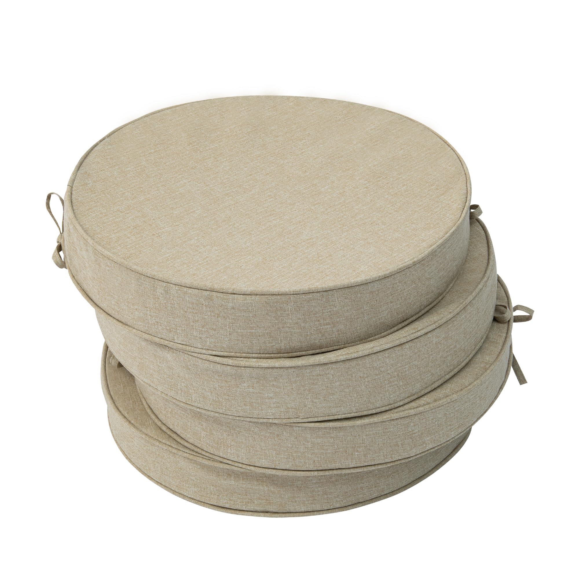 Outdoor Chair Cushions, Fade-Resistant & Water-Resistant, D Shaped Patio Furniture Seat Chair Pads Replacement with Ties, Non-Slip Bottom, Removable Cover, Set of 4, 17 x 16 Inch, Natural