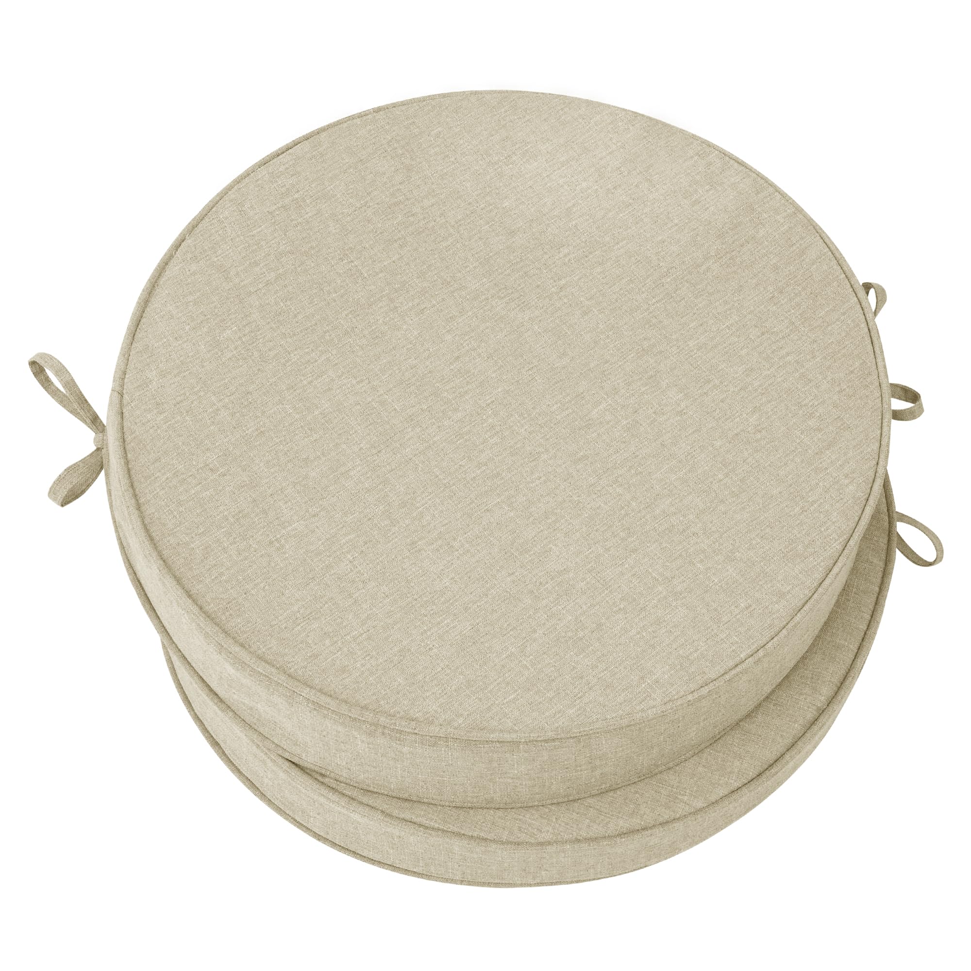 Outdoor Chair Cushions, Fade-Resistant & Water-Resistant, D Shaped Patio Furniture Seat Chair Pads Replacement with Ties, Non-Slip Bottom, Removable Cover, Set of 4, 17 x 16 Inch, Natural