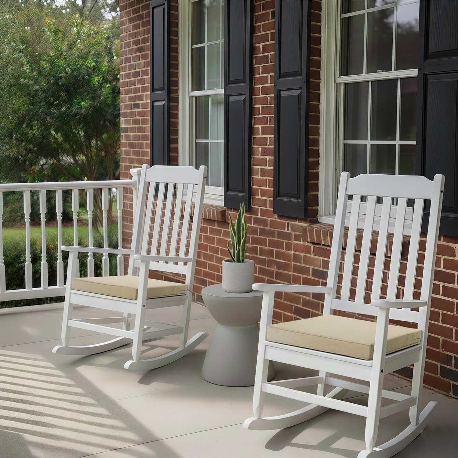 Outdoor Chair Cushions, Water-Resistant & Fade-Resistant, Patio Furniture Square Seat Replacement Chair Pads with Ties, Removable Cover, Non-Slip Bottom, Set of 4, 19 x 19 Inch, Natural