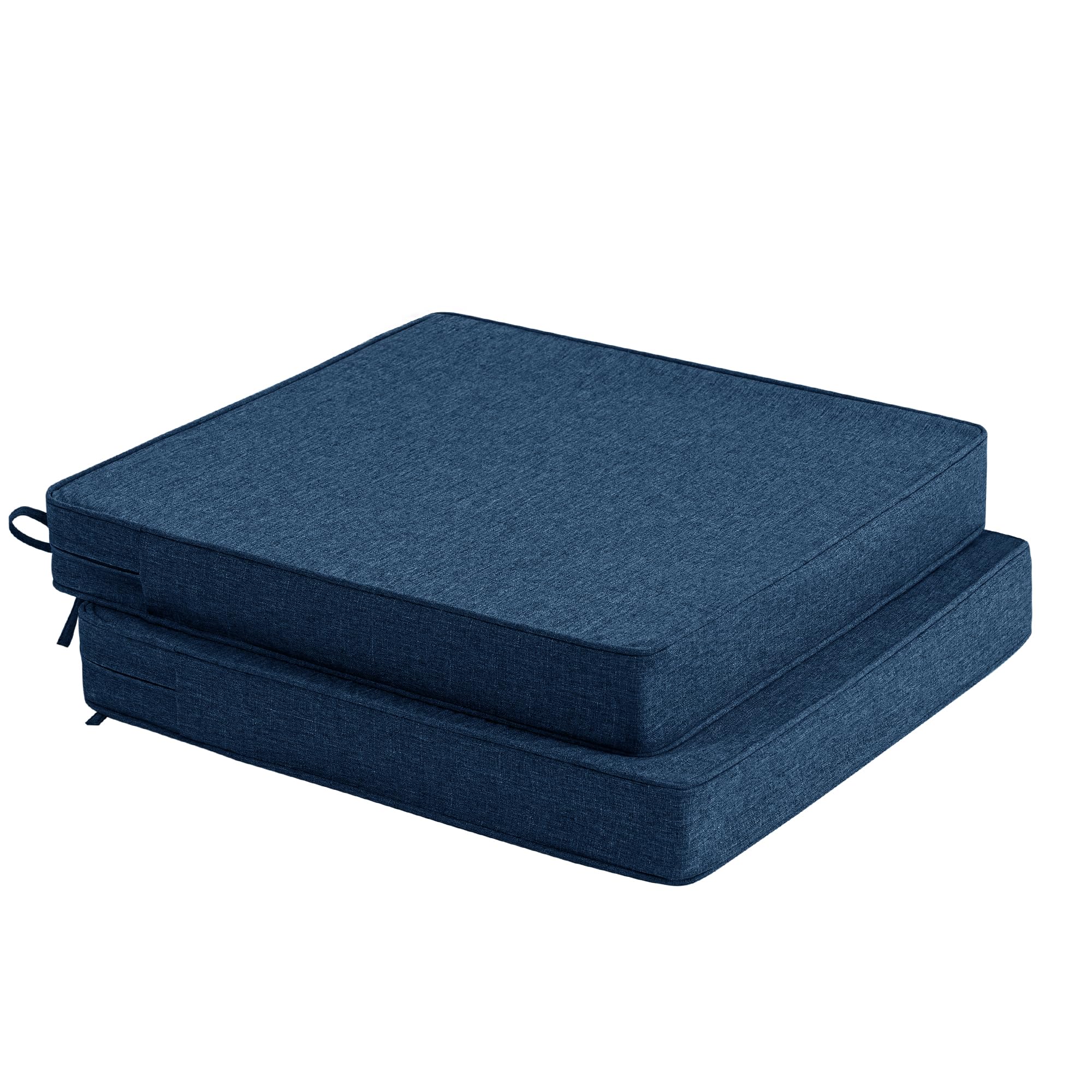 Outdoor Chair Cushions, Water-Resistant & Fade-Resistant, Patio Furniture Square Seat Replacement Chair Pads with Ties, Removable Cover, Non-Slip Bottom, Set of 4, 19 x 19 Inch, Natural