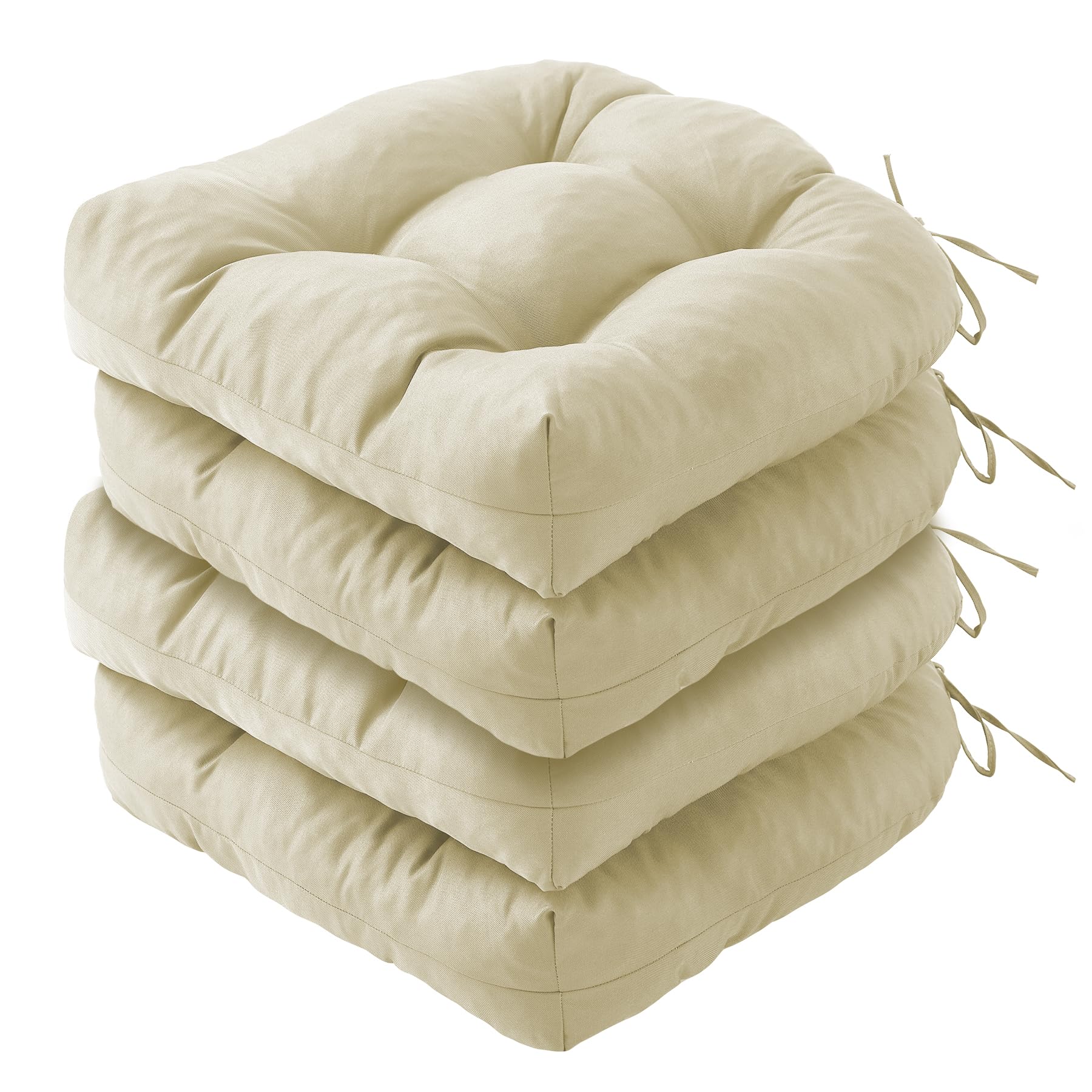 IPYNBAP Outdoor Chair Cushions Set of 2, Patio Chair Cushions with Ties,19x19+5” Tufted Outdoor Seat Cushions, Waterproof Patio Furniture Cushions, Outdoor Dining Chair Pads, Dark Grey