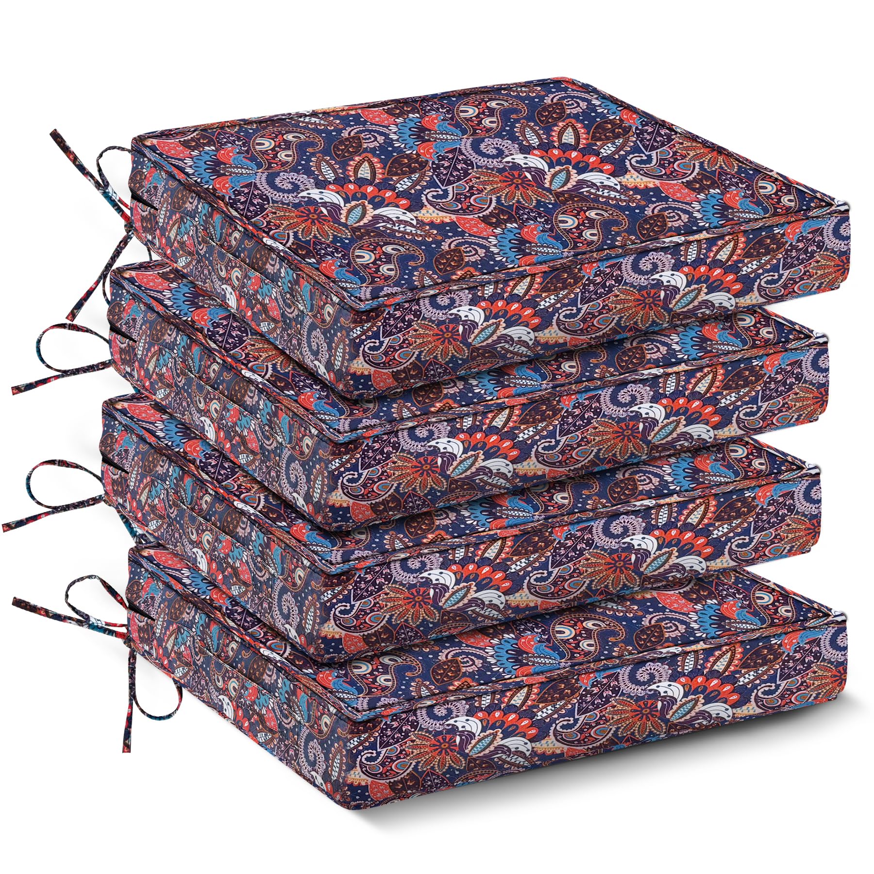 IPYNBAP Outdoor Chair Cushions Set of 4 -Waterproof Outdoor Seat Cushions for Patio Furniture, Patio Chair Cushion with Handle and Ties, Square Out Door Chair Pads,19" x 19" x 3", Grey