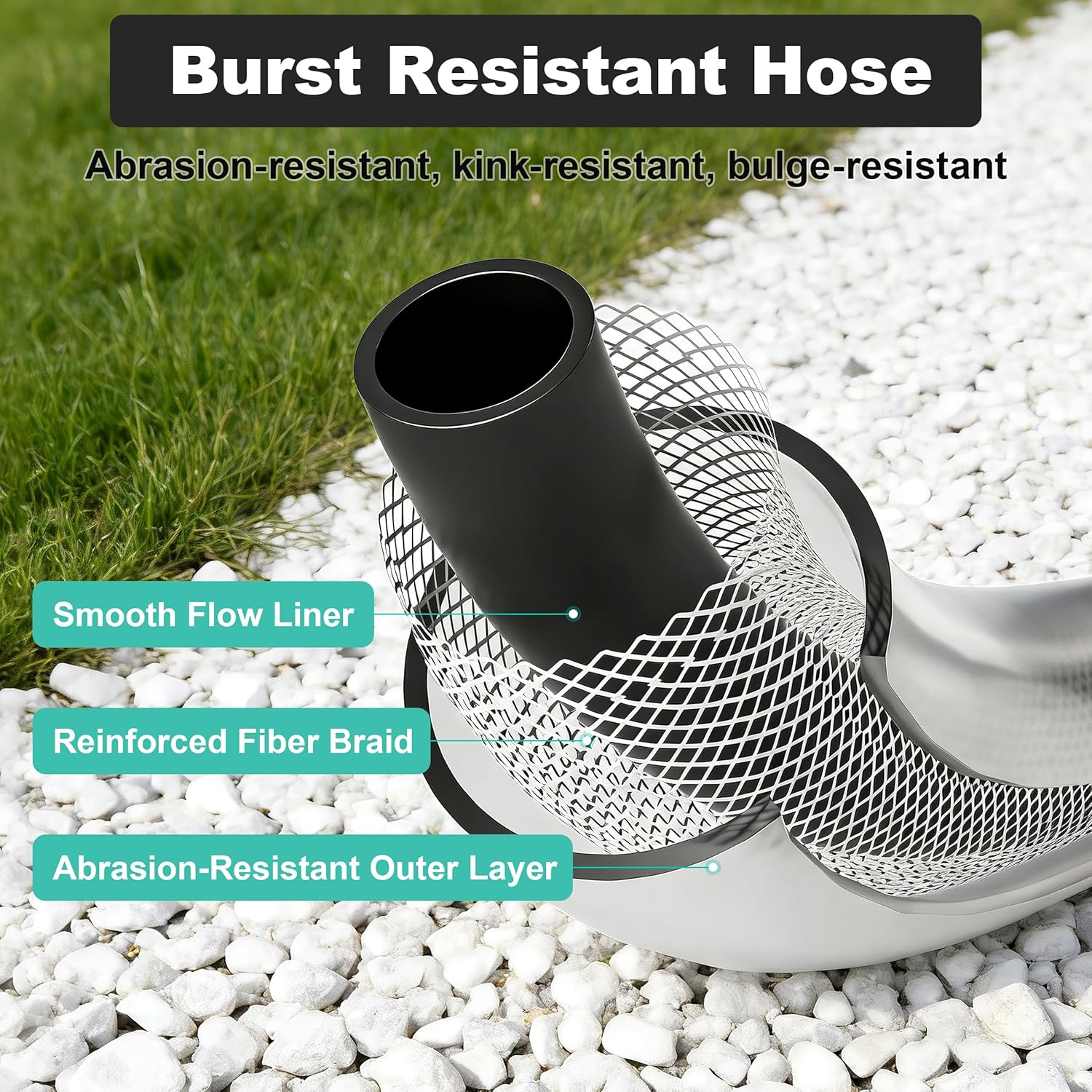 Retractable Garden Hose Reel - 5/8 in x 100 ft Automatic Wall Mount Heavy Duty Automatic Water Hose Reel with 9 Patterns Nozzle, Kink-Resistant Hose, 180° Swivel, Auto-Lock for Outdoor Watering