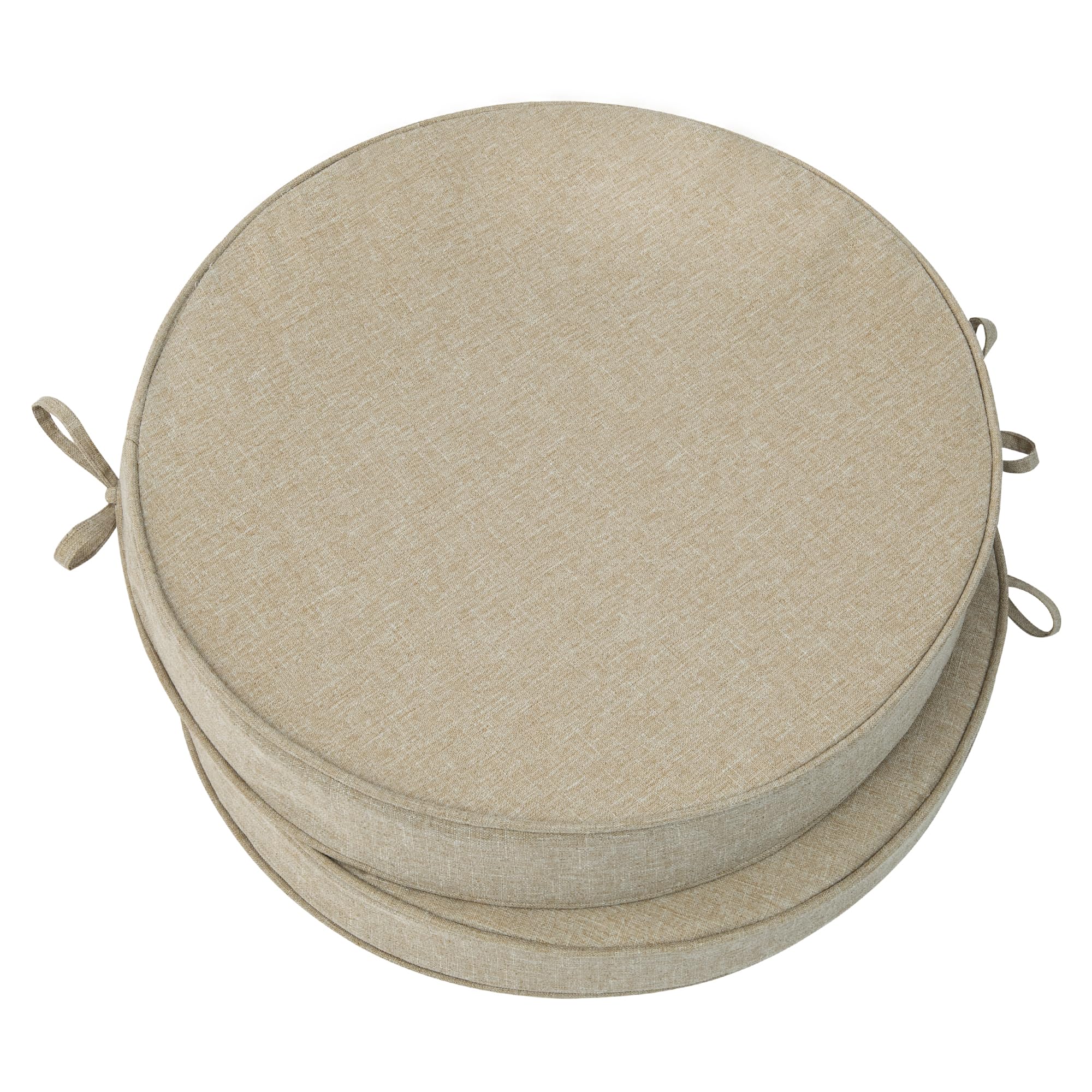 Outdoor Chair Cushions, Fade-Resistant & Water-Resistant, D Shaped Patio Furniture Seat Chair Pads Replacement with Ties, Non-Slip Bottom, Removable Cover, Set of 4, 17 x 16 Inch, Natural