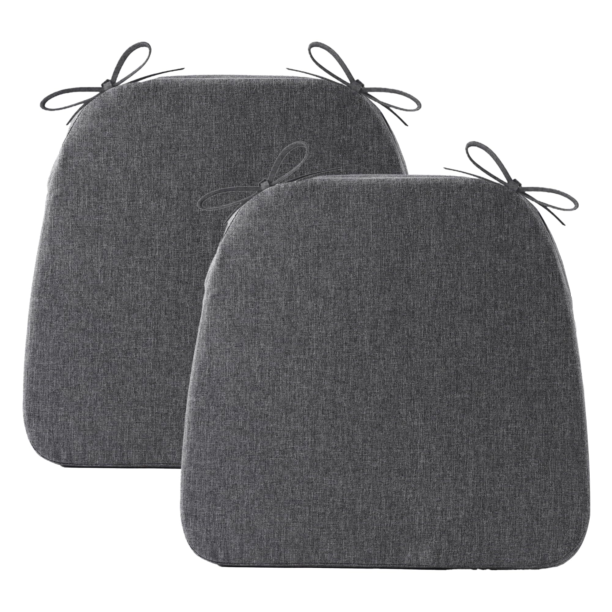 Battilo Chair Cushions for Dining Chairs with Ties, Outdoor Waterproof Kitchen Chair Pad with Non-Slip Backing, Seat Cushions with Machine Washable Removable Cover, 16"x16"x2", Set of 2, Caramel